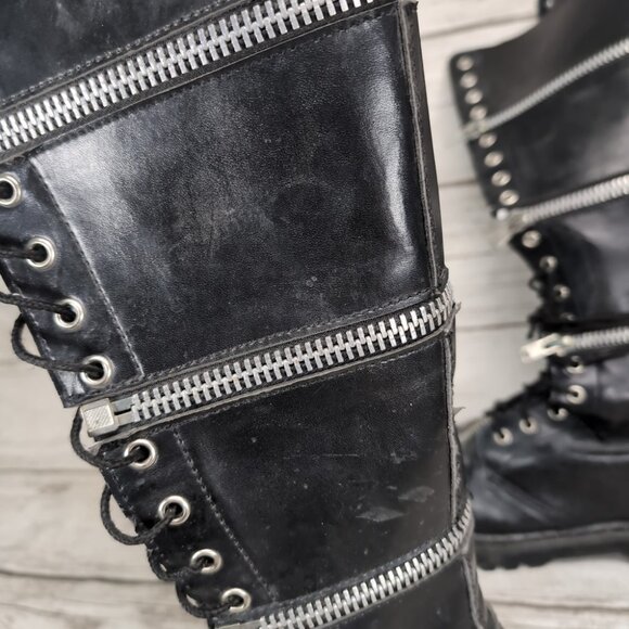Demonia Black Triple Zipper Revolver Combat Boots Goth Emo Size Men 8 main image 13